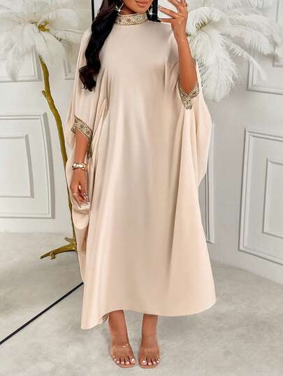 Amarilo Elegant And Dignified Women's Solid Color Minimalist Fashion Casual Turtleneck Waist-Tied Maxi Dress