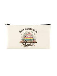 Lot de 5/2/1 sacs de rangement zippés en toile à motifs floraux et lecture, sacs d'emballage cadeau avec inscription motivante << Tu es génial(e) », parfaits pour la rentrée scolaire, les fêtes de remise de diplômes, les voyages, les anniversaires, la fête des professeurs, les cadeaux pour les camarades de classe, les amis, les étudiants et les enseignants. - Beige - Voir 41