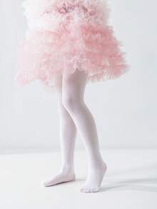 1pc Toddler/Baby White Sheer Tights, Thin Lightweight Luxury Crystal Embellished Pantyhose, Classic Fashionable Breathable Stockings, Suitable For Birthday Gift/Princess Dress/School Performance/Wedding Event, Spring/Summer - White - View 7