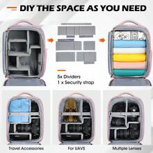 NEWHEY 14-Inch Waterproof Anti-Theft Professional DSLR Camera Backpack, Laptop Bag, Large Capacity Photography Backpack, Pink - Multicolor - View 3