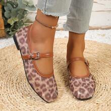 New Fashionable And Sexy Transparent Leopard Print Mesh Flat Shoes For Women In Spring, Summer, And Autumn, Lightweight And Breathable, With Adjustable Tightness, Suitable For Parties, Work, Going Out, Travel And Vacation, - 棕色 - 查看 2