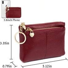 Monedero con Triple Cremallera y Llavero ZORGenuine Leer, Tarjetero multicompartimento, minicartera para Mujer - inicial - Ver 6