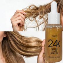 24K黄金护发精华液，GZE 24K GLOW护发精华液，增添光泽，令秀发柔顺丝滑，抚平毛躁，修护滋养干枯受损发质，轻盈配方，30毫升/1.01液盎司 - 24k gold - 查看 2