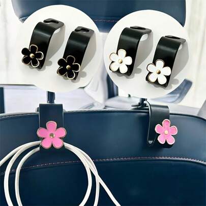 2 قطعة من الزهور المعدنية ثلاثية الألوان خطاف فردي لتعليق الأشياء على ظهر المقعد للتزيين