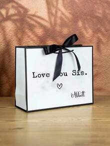 1pc Customized Personalized Birthday Party Gift Bag,"Love You Sis" Design,Elegant Foldable Tote With Clip Handle,Premium Sisters Gift Bag - Lightweight Foldable Tote With Ribbon,Custom Wedding Gift Bag, Custom Name Bridesmaid Gift Box, Bridal Party, Custom Birthday Gift Bag, Wedding Gift Bag, Bridesmaid Gift Bag, Engagement Gift Bag, Party Gift Bag, Ribbon Tie Gift Bag, Graduation Gift Bag. - Multicolor - View 4