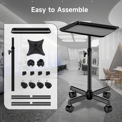 1pc Aluminum Multi-Function Beauty Tattoo Rolling Tray, With Wheels, Universal Salon/Clinic/SPA Cart, Portable Adjustable Storage Rack, Preferred By Tattoo Artists/Beauticians/Physical Therapists, Makeup/Skincare/Equipment Storage Cart