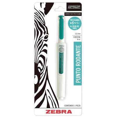 Corrector Zebra Escolar Tipo Pluma Tinta Líquida (8 ml) Punto Rodante (1.0 mm) Blíster 1 Pieza