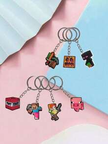 1/5/10pcs Pixel Game Theme Birthday Party Favors, Soft PVC Keychains Featuring Steve, Alex, Creeper Characters, Perfect For Birthday, Holiday, Halloween, Christmas, Anniversary Party Decorations And Gifts - As Shown In the Figure - View 3