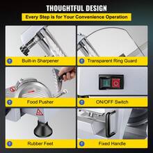 Commercial Meat Slicer, 240W Electric Food Slicer, 10 Inch Carbon Steel Blade Electric Food Slicer, 350-400RPM Meat Slicer, 0 - 0.47 Inch Adjustable Thickness For Commercial And Home Use - Silver - View 6