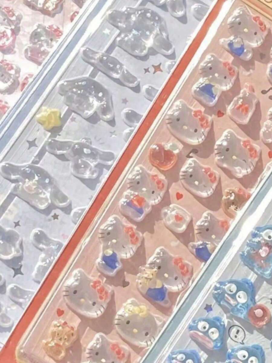 1张可爱卡通动漫立体3D贴纸，可爱DIY手机装饰贴纸，手工玩具，女孩礼物，款式和颜色随机发货 - 彩色 - 查看 1