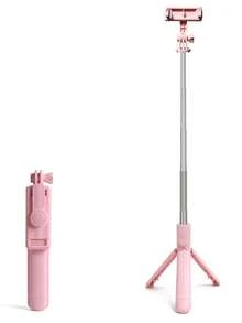 1pc Pink Cute Selfie Stick - Wireless Remote Control With Built-In Tripod, Remote Controller, Phone Holder And Integrated Tripod - Baby Pink - View 5
