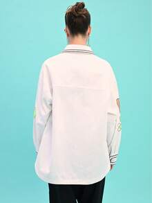 Women's Good Quality Appliqué Mix Shirt-MADE IN TURKEY - White - View 2