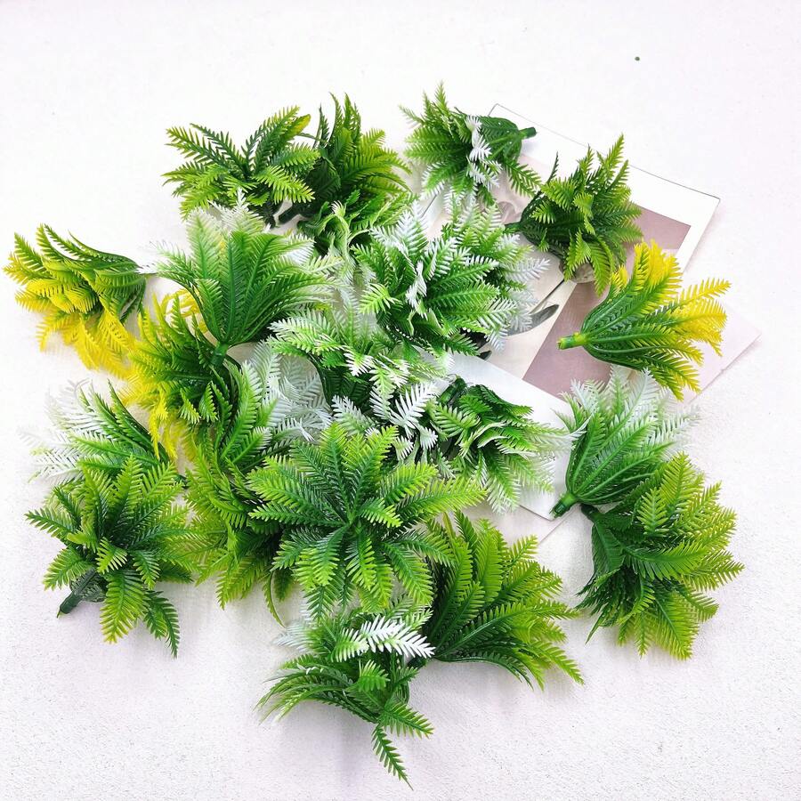 10pcs Artificial Fern Plant 4-Layer Coconut Leaf, Mini Plastic Plants Micro Simulation Flower Tree Model, Artistic Handmade Pot Landscape - 10pcs Artificial Plant - View 1