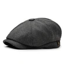 1 pièce Casquette octogonale rétro de couleur unie, Béret unisexe, Casquette de type Newsboy polyvalente, Convient pour l'automne/l'hiver - A - Voir 10