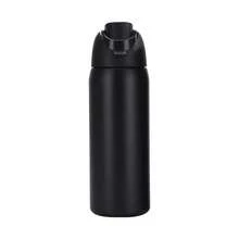 Botella de agua de acero inoxidable 304 creativa, de gran capacidad, adecuada para deportes al aire libre, portátil, con aislamiento al vacío, material de acero inoxidable, ideal para viajes, gran capacidad, adecuada para usar en restaurantes deportivos. - Negro - Ver 10