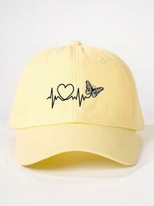 1pc Printed Heart Baseball Cap, Adjustable Outdoor Sun Protection Casual Hat Suitable For Spring/Autumn Travel, Beach, Y2K Style For Youth - Baseball Cap - View 12