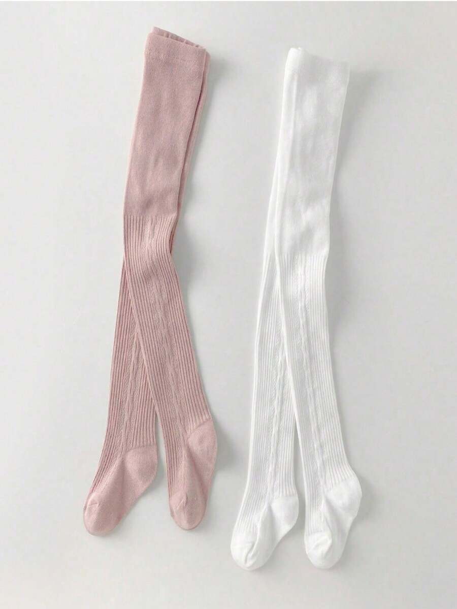 2条装女婴连裤袜 儿童春季薄款打底裤，女童幼儿全长连裤袜，弹力踩脚袜 婴儿幼儿打底裤 袜子 新生儿 - 彩色 - 查看 1