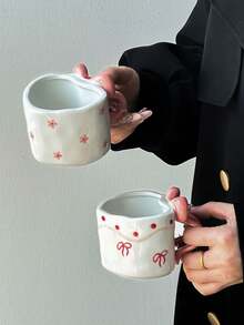 1个心形陶瓷咖啡杯，简约欧式陶瓷杯，马克杯，咖啡杯，精致陶瓷茶杯，早餐杯，果汁杯，牛奶杯，水杯，礼品杯 - 彩色 - 查看 4