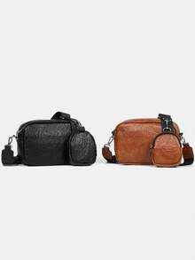 Men's Shoulder Bag - New High-Quality PU Functional Style Messenger Bag, Men's One Shoulder Bag Retro Casual Crossbody Bag, Multi-Functional Fashion Crossbody Bag With Small Pouch - Multicolor - View 7