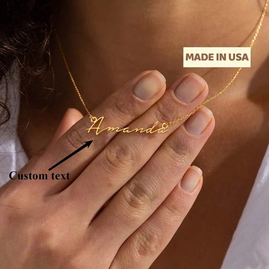 Customized Personalized Name Pendant Necklace, Stainless Steel, 18K Gold Plating, Retro And Sexy Style, Suitable For Daily Wear, Perfect Gift For Mom - Multicolor - View 1