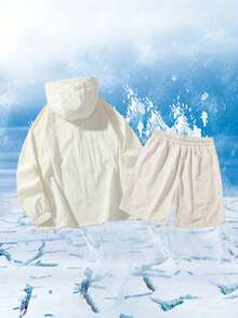 Summer Lightweight Loose-Fitting Casual Outdoor Beach Single-Layer Lightweight Shorts Set - Light Khaki - View 2
