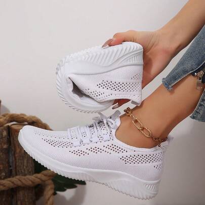 2026 Summer New White Sneakers For Women, Korean Version Breathable Casual Thick Sole Vulcanized Shoes