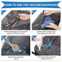 Coowoz Vacuum Backpack Travel With PumpTravel Backpack With Vacuum System For Women Men Carry On Backpack Hiking Backpack Waterproof Outdoor Sports Rucksack Casual Daypack 33L Vacuum Pump Black - 黑色 - 查看 2