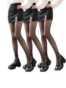 1件装女士透明闪亮星星水钻装饰连裤袜，紧身款，春夏款，舒适保暖 - 彩色 - 查看 37