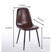 Modern Minimalist Brown Faux Leather Dining Chair (Set Of 4) - Sturdy Metal Legs, Ergonomic Armless Design For Kitchen & Living Room - màu nâu - Xem 11