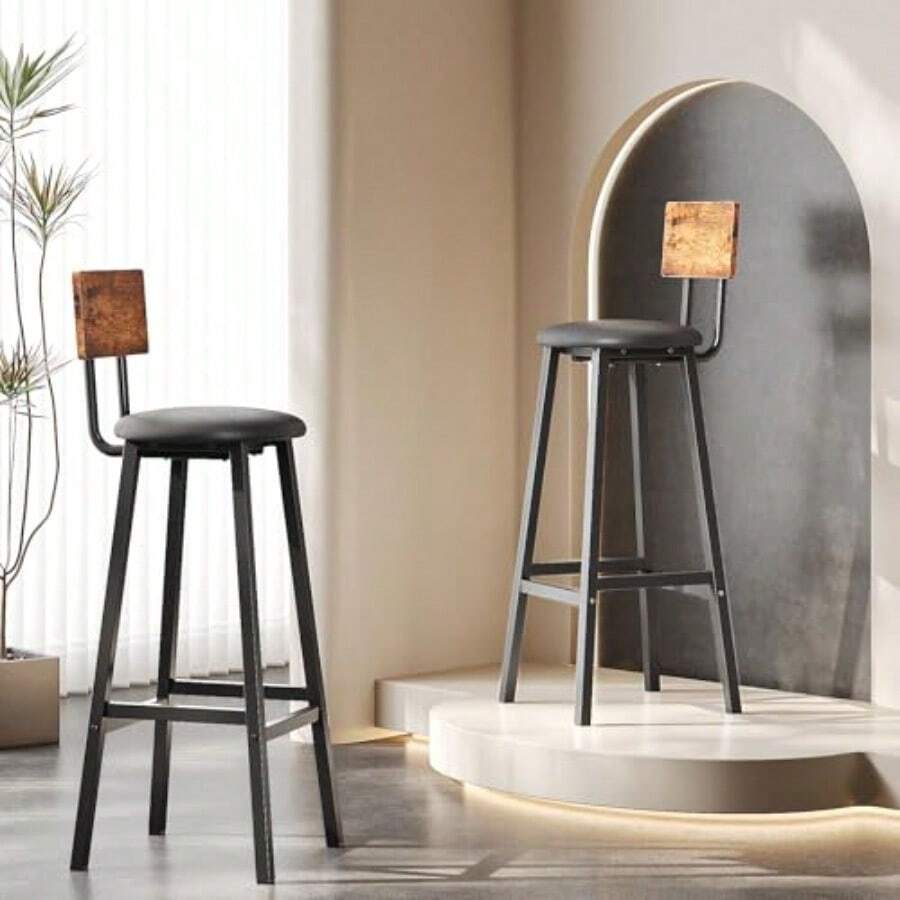 Sillas para la sala de estarSimple Wisdom Bancos para Barrauego de 2 Taburetes de Bar Bancos para Barra de Cocina de Madera de ierro ntage Silla a 96  para Bar Cocina Restaurante Banco o con Tapizado de PU. NegroLiving Room Chairs - NegroRetro - Ver 1