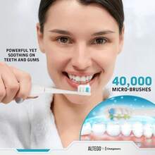 Juego de Cepillo de Dientes Eléctrico Sónico y Hilo Dental con Carga Inductiva Recargable, Sin Cable, para Blanqueamiento Dental - como en la foto - Ver 2