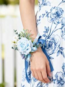 2 chiếc vòng hoa sen xanh đeo tay và cài áo chú rể, vòng hoa hoa giả đeo tay, vòng hoa đeo tay dự tiệc, phụ kiện cài áo chú rể cho nam giới, trang trí dạ hội. - Nhiều màu - Xem 5