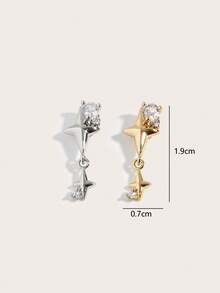 1件时尚简约钻石星形不锈钢耳环，适合女性日常佩戴 - 星星 - 查看 5