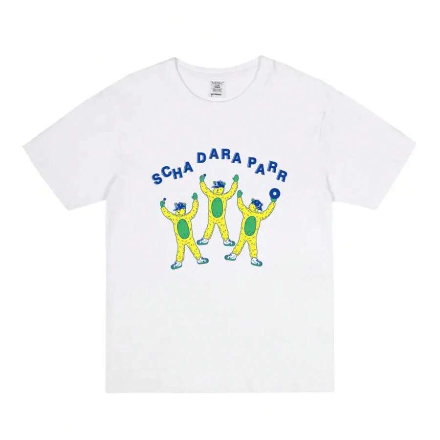 Camiseta de manga corta de Shohei Sugada para hombres y mujeres, colección de verano, un conjunto de pareja suelto como un ramo de flores para el amor. - Blanco - Ver 1