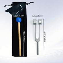 一套 128Hz/136.1Hz/256Hz 合金脉轮音叉，带共鸣箱和木槌 - 声疗、瑜伽、冥想和放松工具 - 未充电，银灰色 - 銀色 - 查看 7