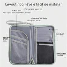 Capa Para Cartão De Passaporte De Viagem À Prova D'água , Bolsa Organizadora De Documentos Familiares , Acessórios - Verde - Visão 5