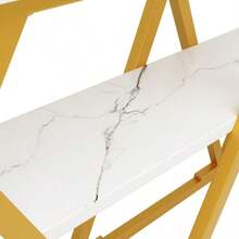 Console Table (1 Piece) - 120 X 29.5 X 80 Cm - Dining/Kitchen Table, Balcony Table - Wooden Table With Marble-Effect Top