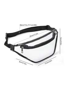 透明PVC腰包，透明体育场腰包，配有可调节肩带，可视化妆收纳包，轻便解放双手设计，多功能，可用作腰包、斜挎包和体育场包，非常适合携带手机、门票、音乐会、体育赛事和节日用品，适合音乐节爱好者、体育迷、旅行者、学生，是体育场馆活动、海滩旅行和日常通勤的理想之选。 - 彩色 - 查看 10