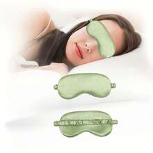 1pc/4pcs/10pcs Blackout Sleep Eye Mask, Satin-Like Cooling Comfortable, Relieve Fatigue, Nap, Sleep, Back To School Supplies - Grass green - View 1