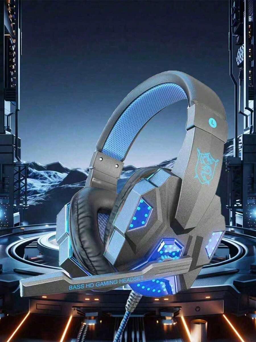 Auriculares de juego con cable, ligeros y cómodos, con micrófono cancelador de ruido y diadema ajustable - azul oscuro - Ver 1