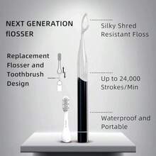 hilo dental eléctrico de vibración para adultos, estimulador de encías, limpiador de dientes reutilizable con cepillo - Medianoche - Ver 3