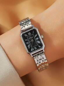 1pc/Set Stylish & Elegant Teenager Quartz Watch With Bar Scale Dial And Steel Strap, Suitable For Birthday Gift, Halloween Gift, (The Color In The Photo May Be Darker Than The Actual Product) - Silver - View 6