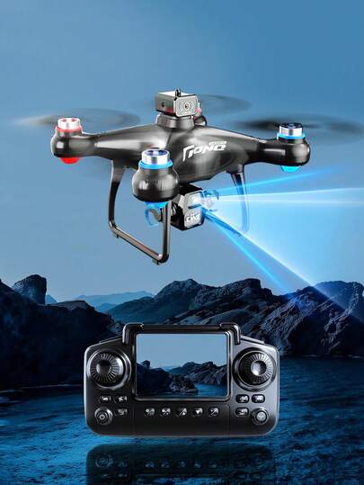 TOKQI Drone quadricóptero brushless com câmera dupla, controle remoto sem fio, tela, sistema inteligente de desvio de obstáculos, estabilização por fluxo óptico, zoom com múltiplas lentes, ideal para filmagens, vídeos e fotografia.