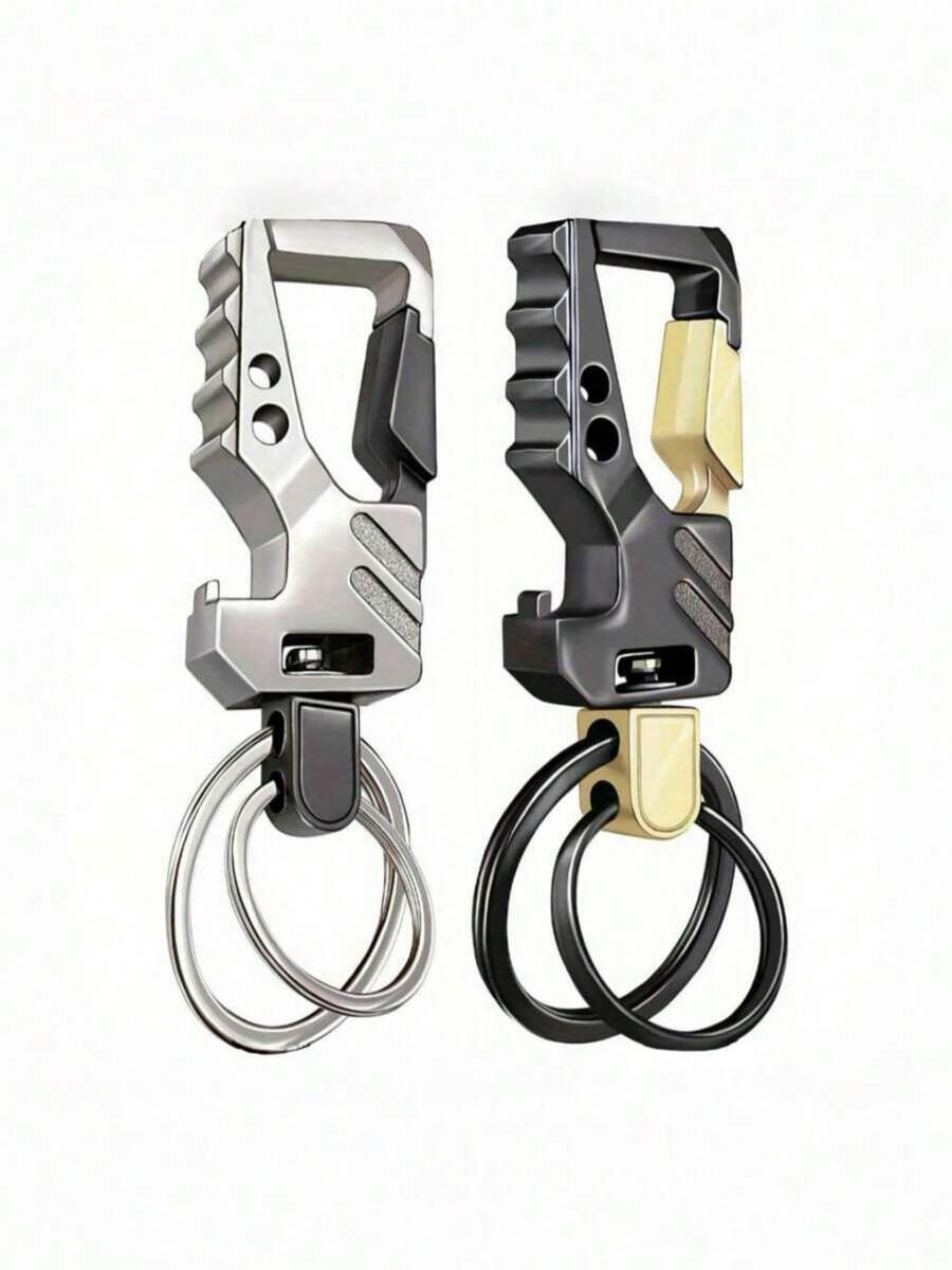 2 Packs Keychain EDC Keychain Keychain Bottle Opener Automatic Car Keychain Tactical Carabiner Keychain With Clip For Men Women Car Accessories Bag Charm School Cute Goth Y2k Christmas Gift Ideas - Multicolor - 查看 1