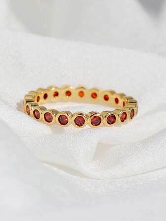 Charm-In 1pc Women's Cubic Zirconia Embellished Everyday Commute Ring