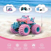 ¡RecomendadoCoche Anfibios de Control Remoto, Shark Carro Todoterreno1:18 4x4, Playa Juguetes Camiones RC Impermeables de 2,4 GHz, para Niños de 3 4 5 6 7 8 Años de Regalos (Rosa)¡Top de Temporada - Rosa - Ver 7