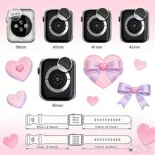 Dây đeo đồng hồ silicon khắc hình nơ nhiều màu sắc thời trang, tương thích với Apple Watch, phù hợp với các kích thước 38mm, 40mm, 41mm, 42mm, 44mm, 45mm, 49mm (S10 42mm), (S10 46mm (phiên bản nữ)), dây đeo đồng hồ kiểu Dopamine dễ thương, dây đeo đồng hồ thể thao silicon mềm mại, tương thích với Apple Series Ultra 2, S10, SE, 9, 8, 7, SE, 6, 5, 4, 3, 2, 1. Món quà lý tưởng cho Ngày Valentine, Sinh nhật, Ngày lễ. - Màu đen mờ + phấn phủ nóng - Xem 2