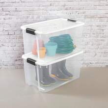 Sterilite 70 Quart Ultra Storage Box, Transparente con Tapa Blanca y Cierres Negros, 4-Pack - Blanco - Ver 6