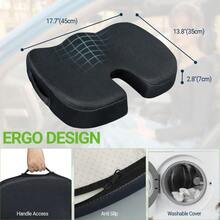 Tailbone Pain Relief Office Chair Seat Cushion, Memory Foam Gel Seat Cushion For Sciatica Pain Relief With Washable Cover, Butt Cushion For Long Sitting, Mesh, Black - 網狀黑色 - 查看 7
