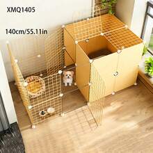 Pet Fence, Dog Isolation Free Combination Indoor Small Dog Kennel With Toilet Area, Home Use Dog Cage - Multicolor - View 12